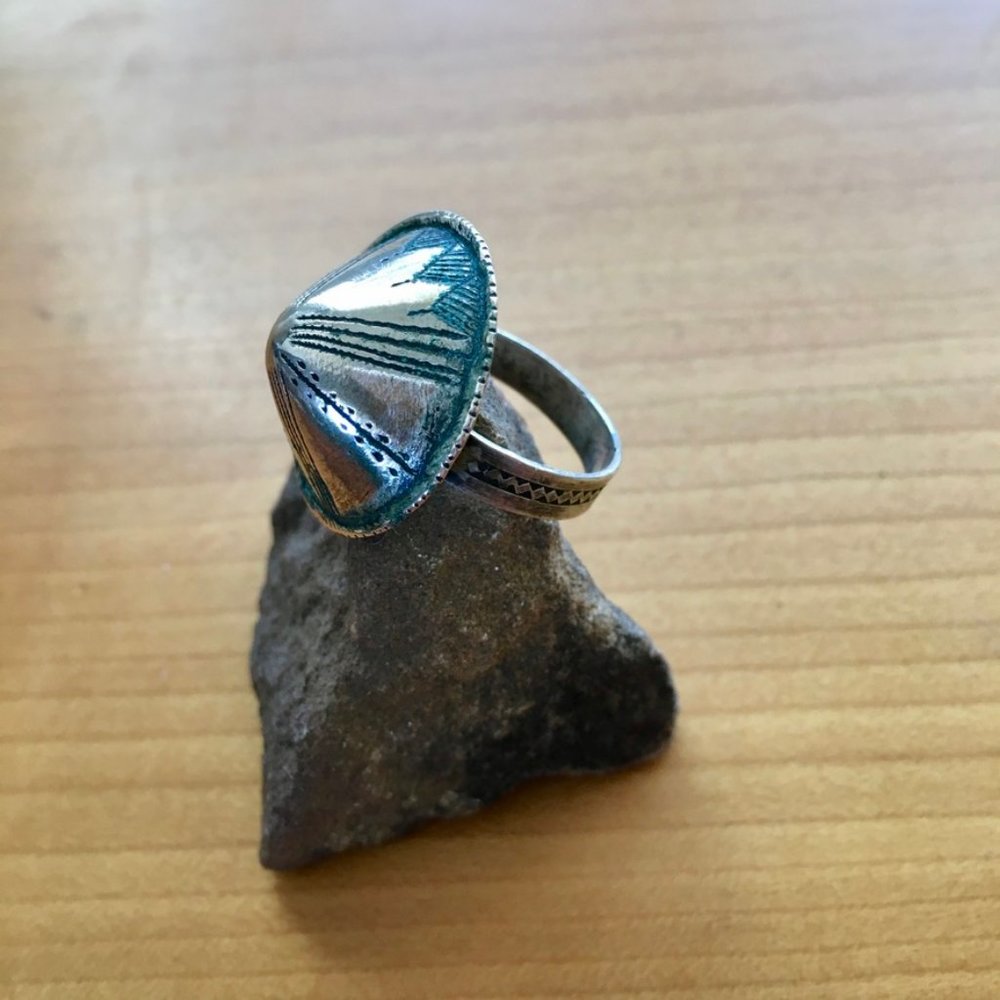 Authentic Vintage Tuareg Shaped Conical Bell Silver Ring